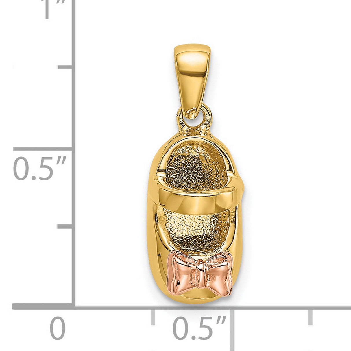 14k Two-Tone Gold Baby Shoe Pendant with Rose Gold Bow, Motherhood and Love Theme