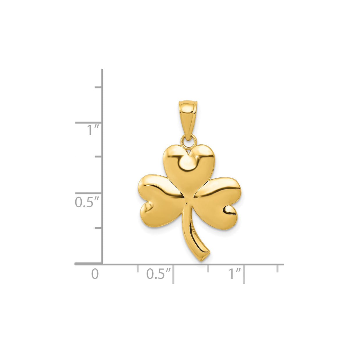 14k Yellow Gold Shamrock Pendant with Three-Leaf Clover Design, Celtic Symbol of Luck