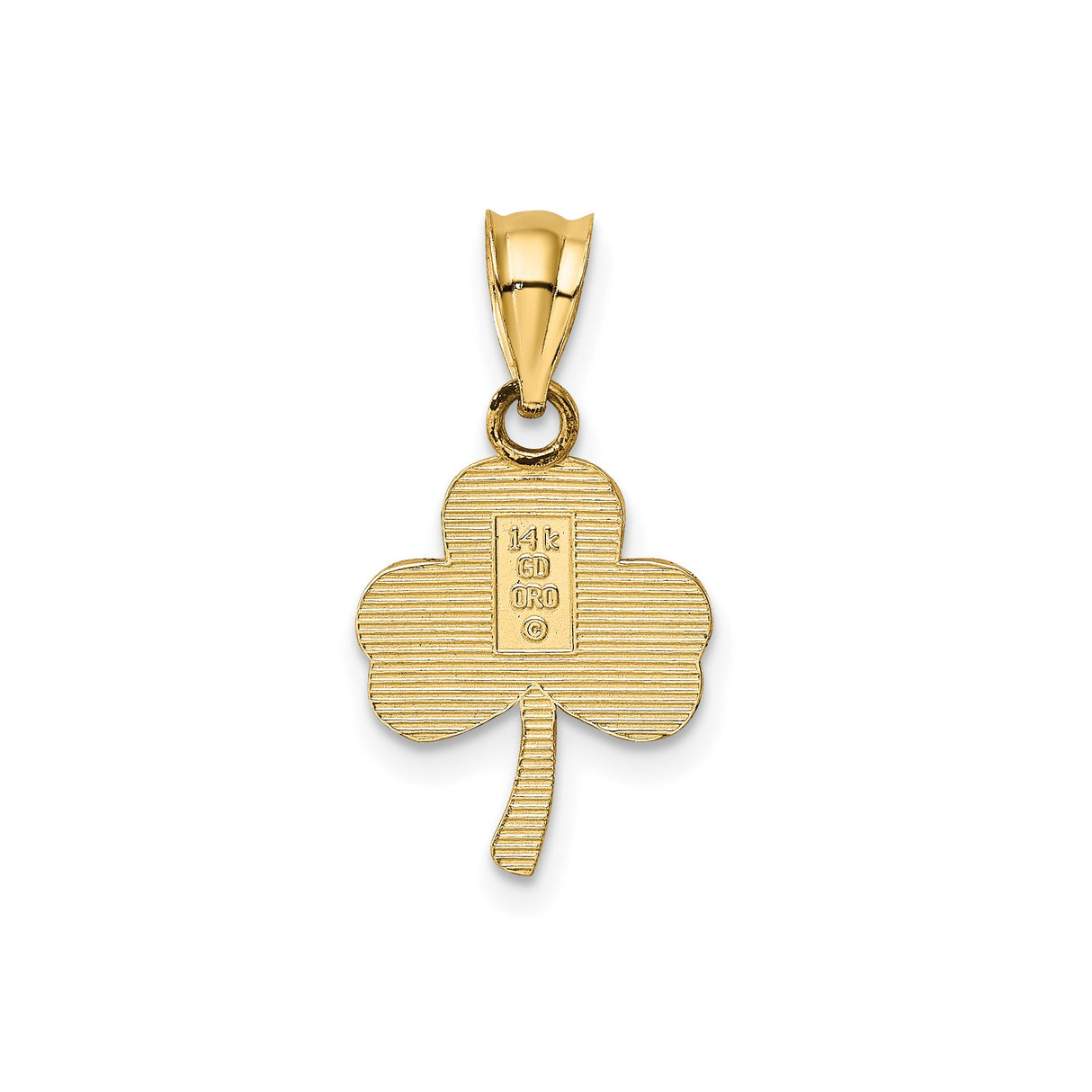 14k Yellow Gold Shamrock Pendant, Three Leaf Clover Symbol, Celtic Irish Heritage Charm