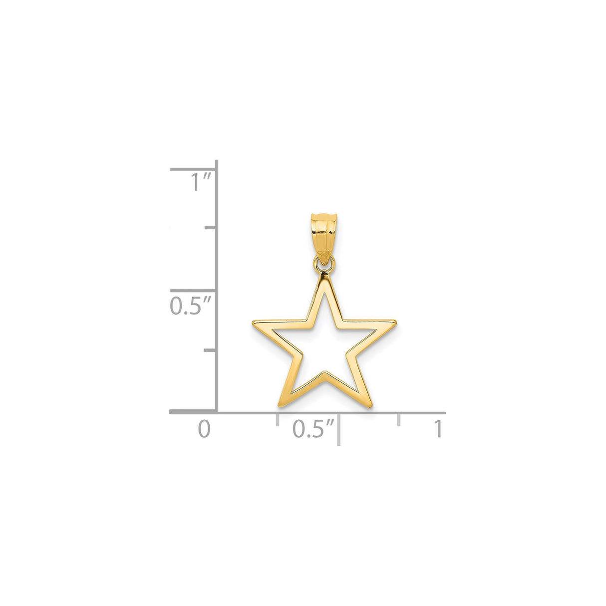 14k Yellow Gold Star Pendant, Open Five-Pointed Minimalist Charm for Women