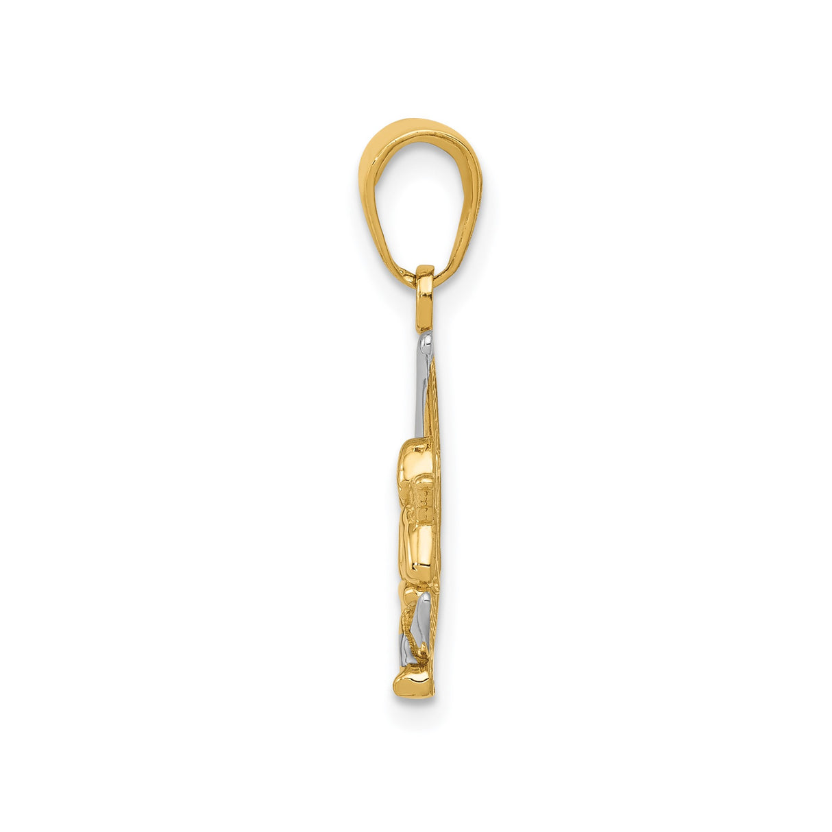 14k Two-Tone Gold Angel on Crescent Moon Pendant, Spiritual Charm for Women or Girls