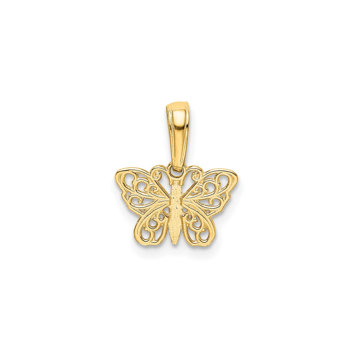 14k Yellow Gold Butterfly Pendant with Filigree Design, Symbol of Transformation and Renewal