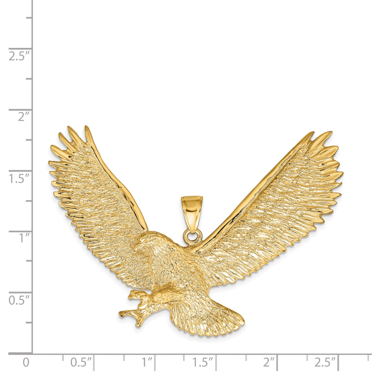 14k Yellow Gold Eagle Pendant with Outstretched Wings, Patriotic Military Style Charm for Men