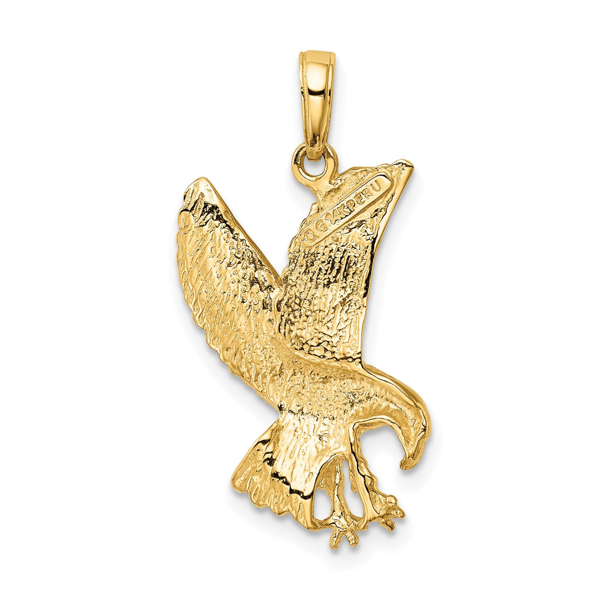 14k Yellow Gold Eagle Pendant with Outstretched Wings and Talons, Symbolic Freedom Jewelry