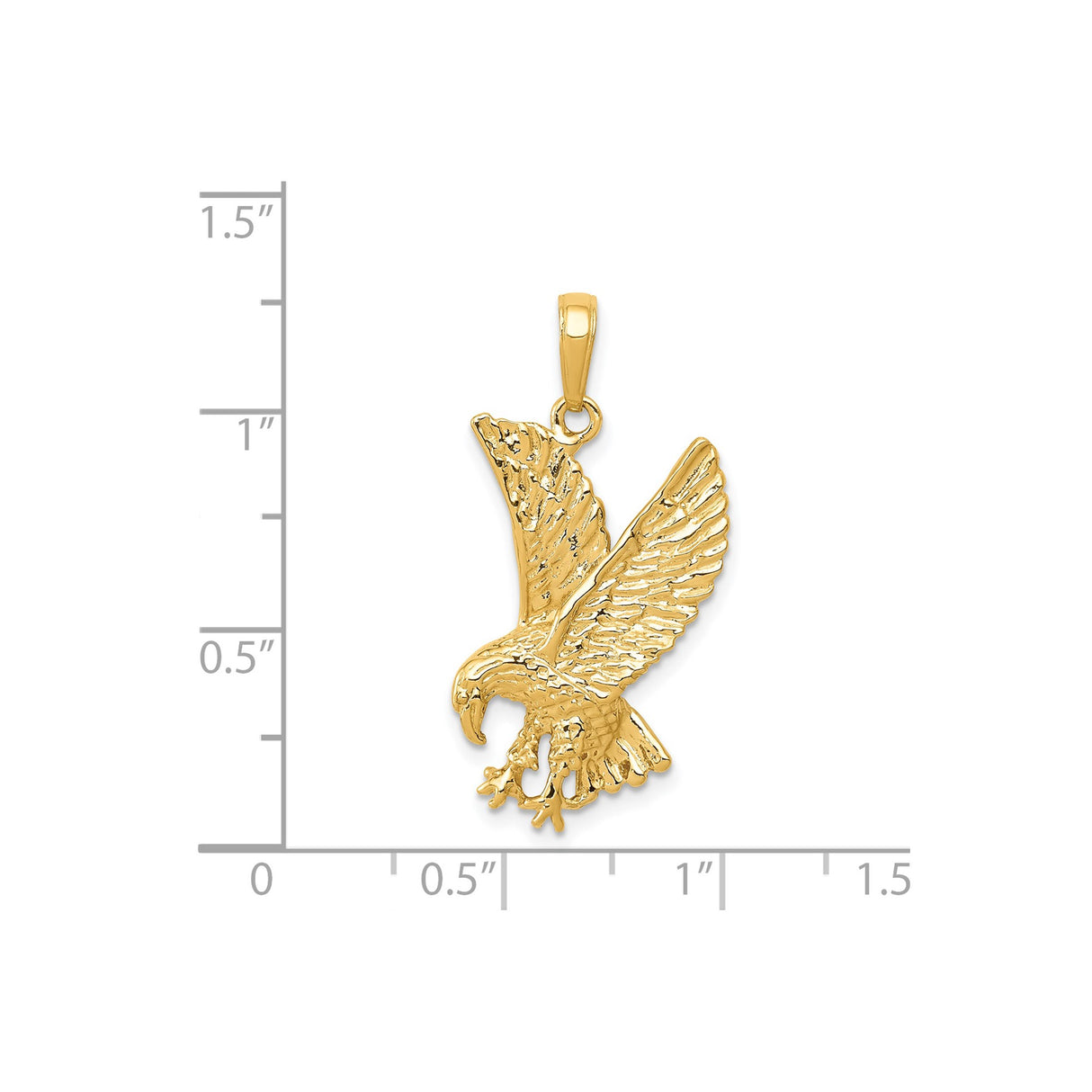 14k Yellow Gold Eagle Pendant with Outstretched Wings and Talons, Symbolic Freedom Jewelry