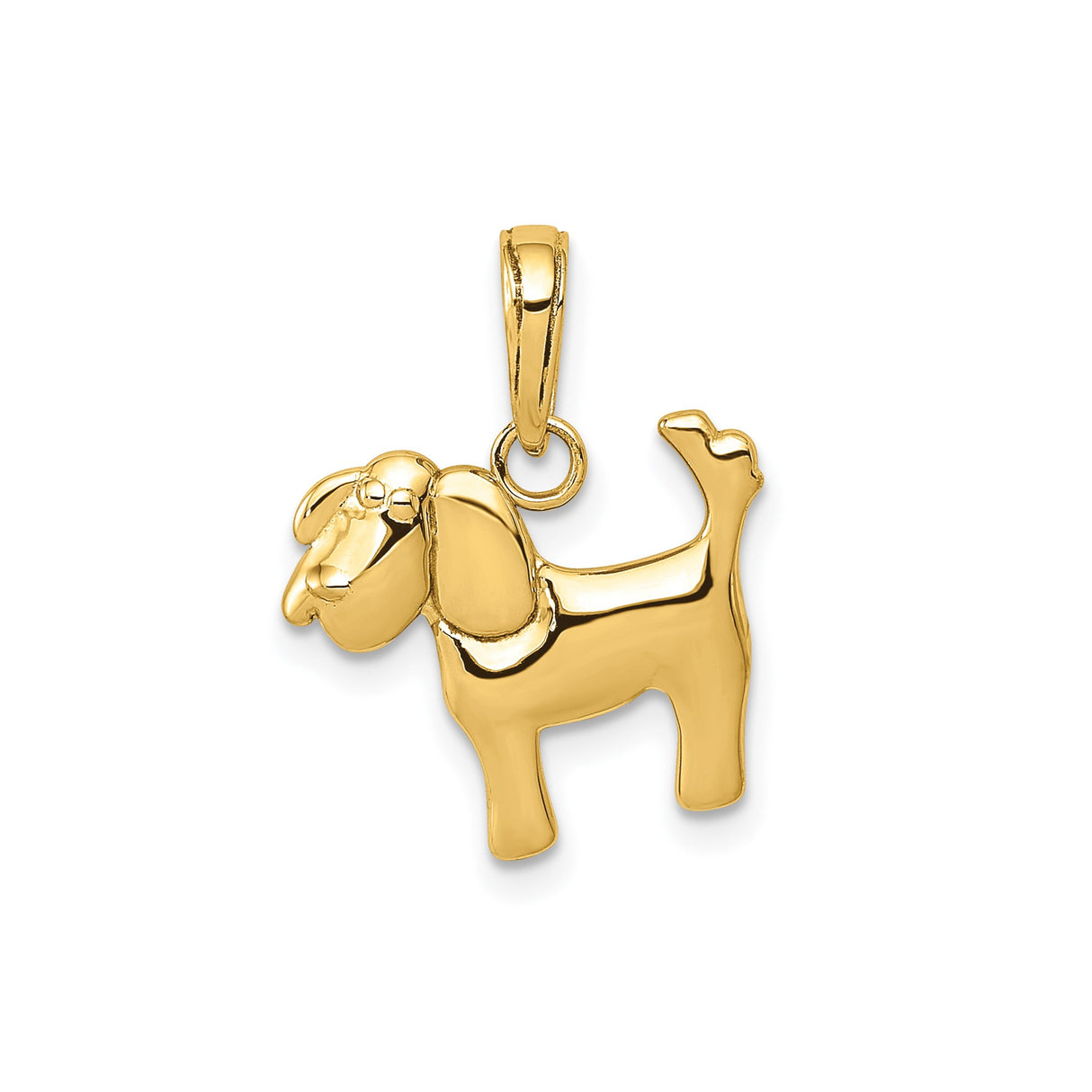 14k Yellow Gold Dog Charm Pendant Featuring Playful Hound Design for Women