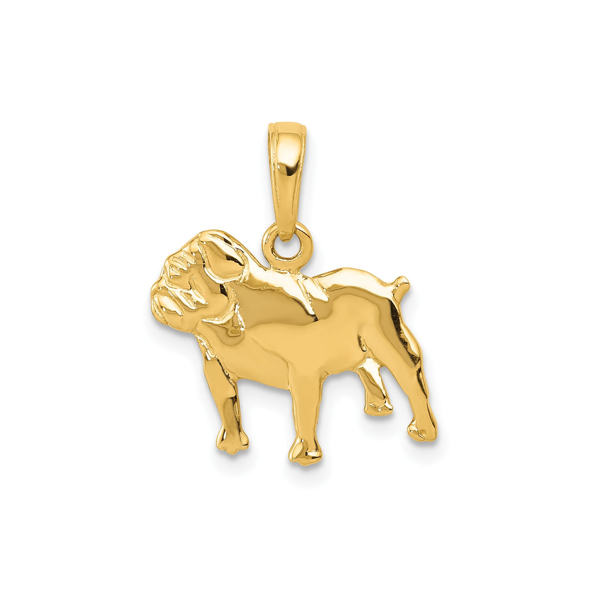 14k Yellow Gold Bulldog Pendant, Detailed Dog Charm Symbolizing Loyalty and Strength, Unisex Jewelry