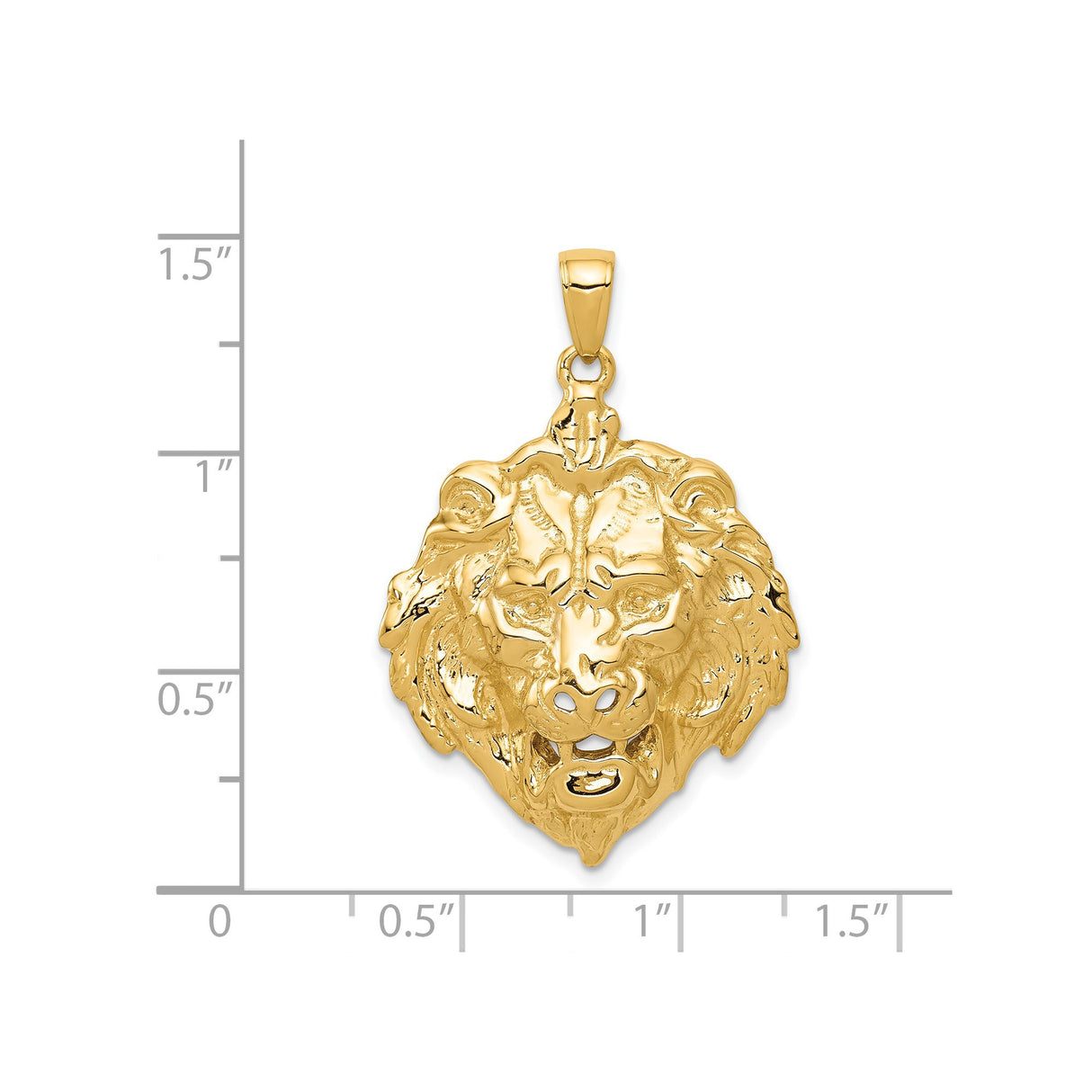 14k Yellow Gold Lion Head Pendant, Bold Detailed Design, Symbol of Strength and Courage