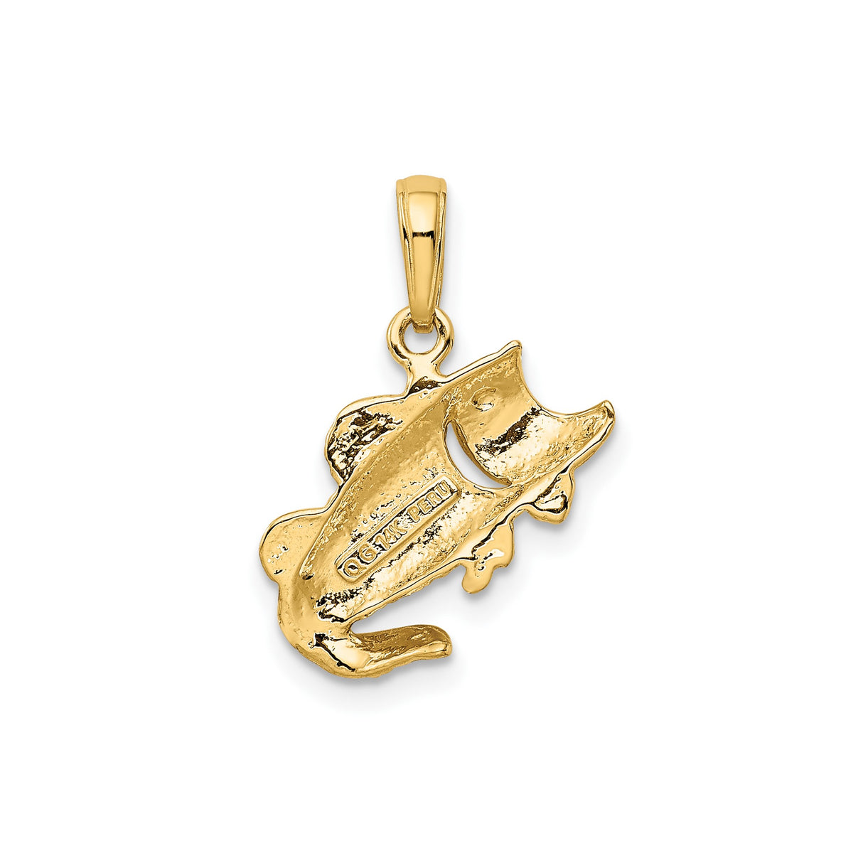 14k Yellow Gold Bass Fish Pendant with Textured Scales and Fins, Outdoor Nature Charm