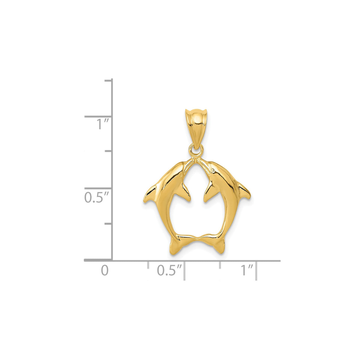 14k Yellow Gold Dolphin Pendant with Heart Shape and Ocean-Inspired Design