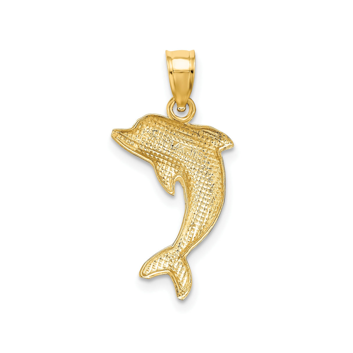 14k Yellow Gold Dolphin Pendant with Sleek Jumping Dolphin Design, Nautical Ocean-Inspired Charm