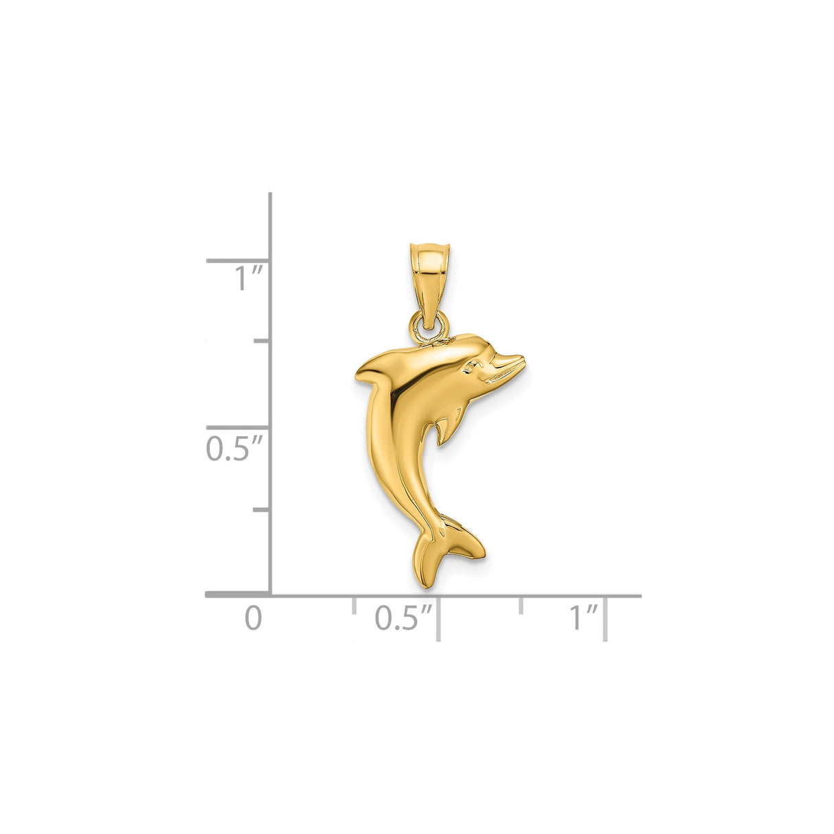 14k Yellow Gold Dolphin Pendant with Sleek Jumping Dolphin Design, Nautical Ocean-Inspired Charm