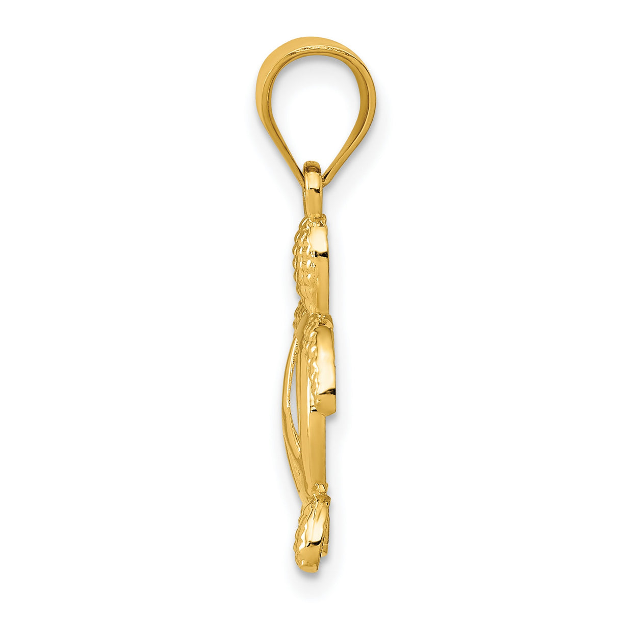 Turtle With Peace Symbol On Body Charm Pendant in Real 14k Yellow Gold