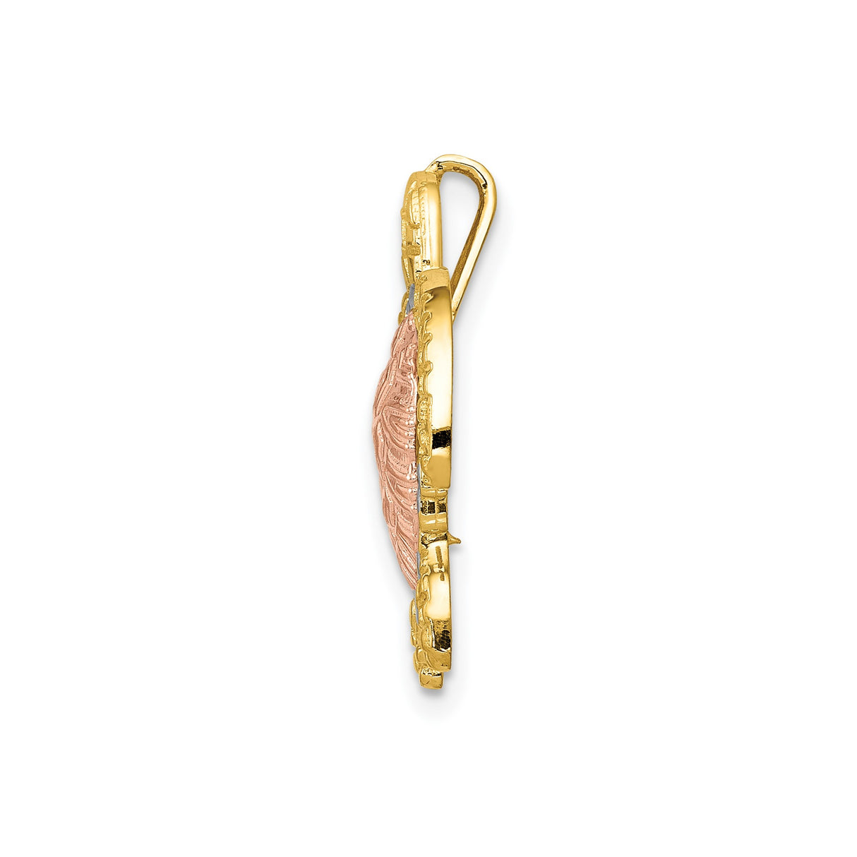 14k Two-Tone Gold Sea Turtle Pendant with Rose Gold Shell and Tribal Style Detailing