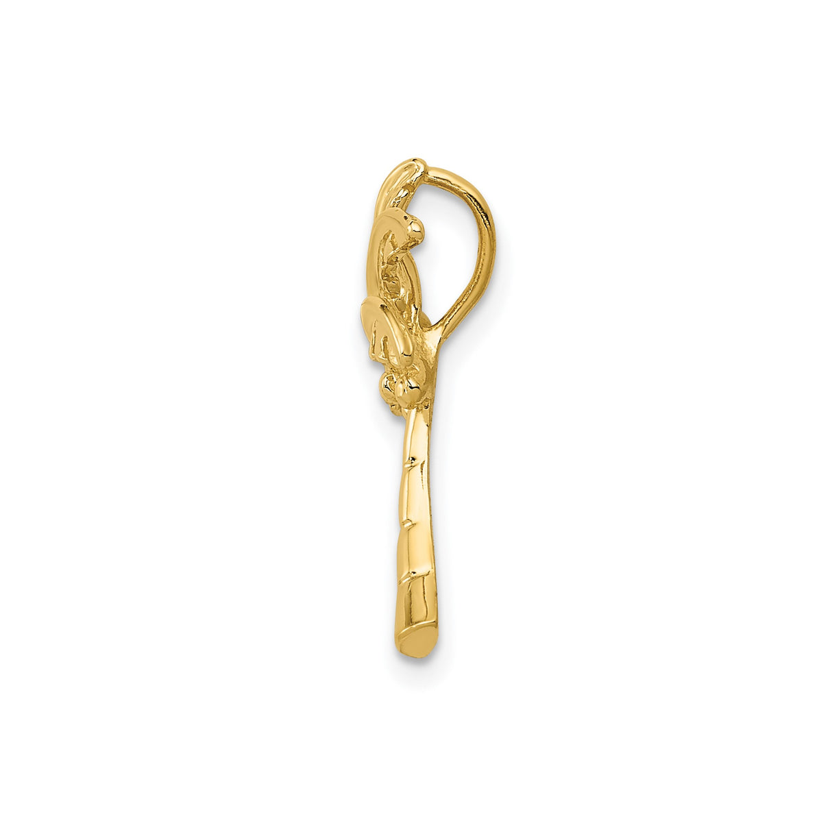 14k Yellow Gold Palm Tree Pendant with Detailed Fronds and Coconuts, Tropical Beach Charm