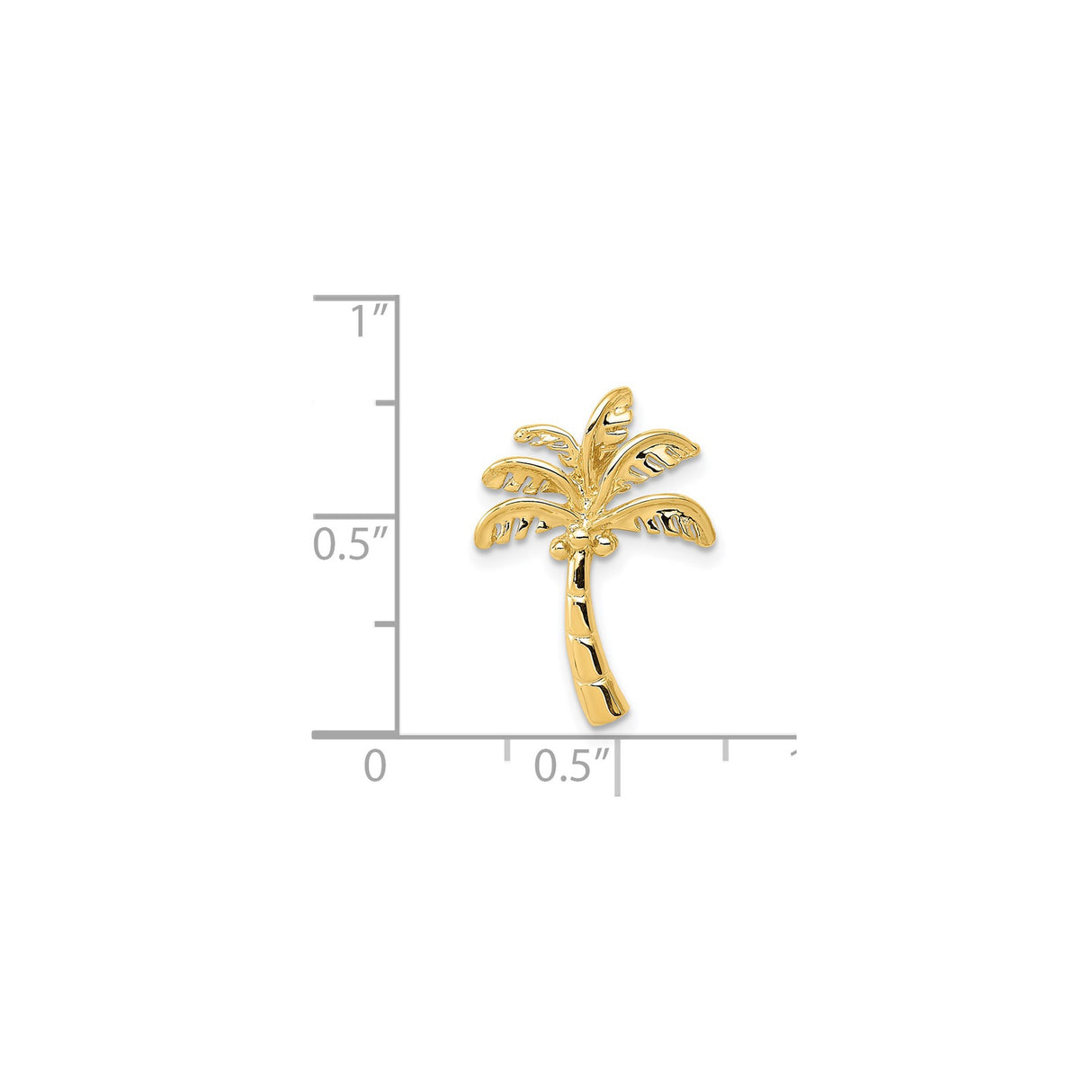 14k Yellow Gold Palm Tree Pendant with Detailed Fronds and Coconuts, Tropical Beach Charm