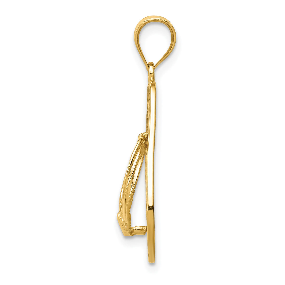 14k Yellow Gold Flip Flop Sandal Pendant with Open Lattice Design, Beach Vacation Charm