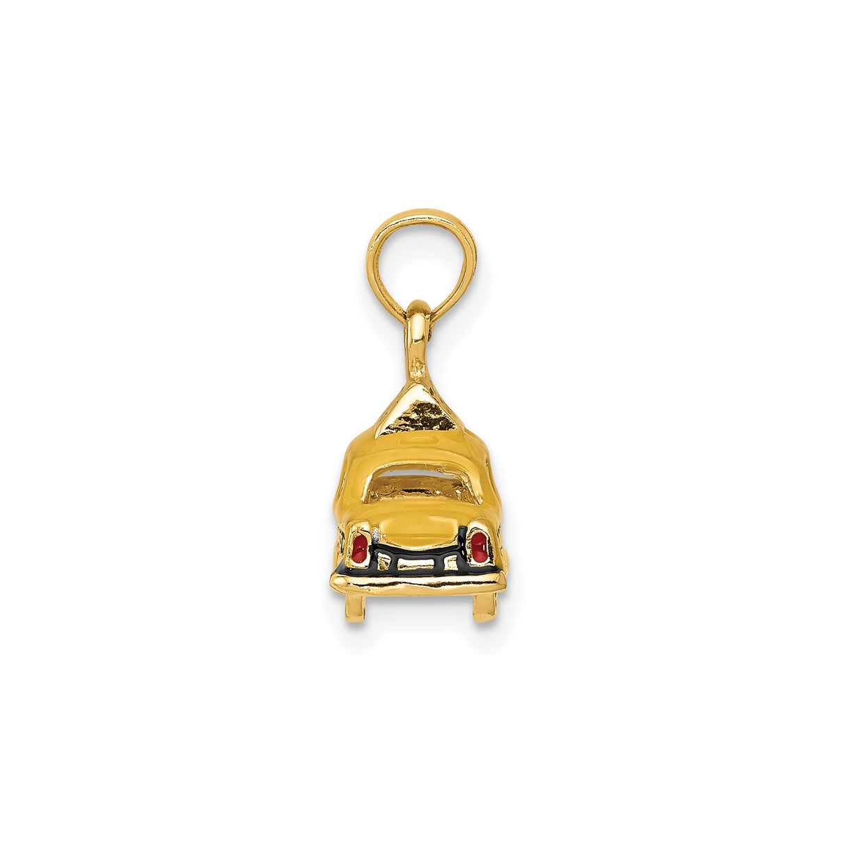 14k Yellow Gold Taxi Cab Pendant Charm, Vintage Urban Travel Jewelry Design