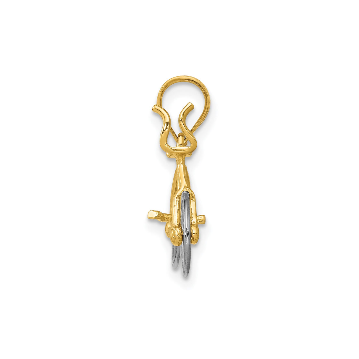 14k Two-Tone Gold Bicycle Pendant with Detailed Yellow and White Gold Design
