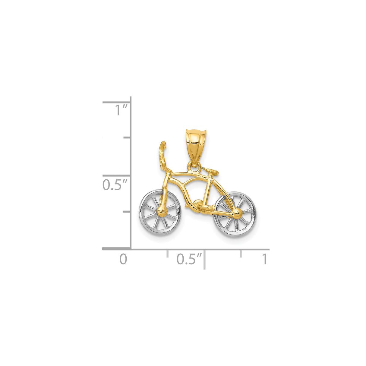 14k Two-Tone Gold Bicycle Pendant with Detailed Yellow and White Gold Design