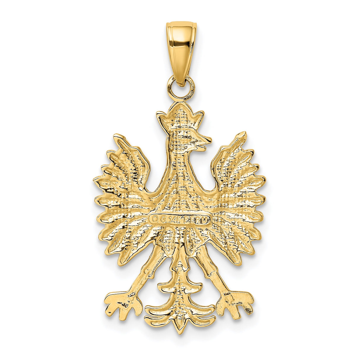 14k Yellow Gold Eagle Pendant, Polish Stylized National Emblem, Mens Cultural Heritage Charm