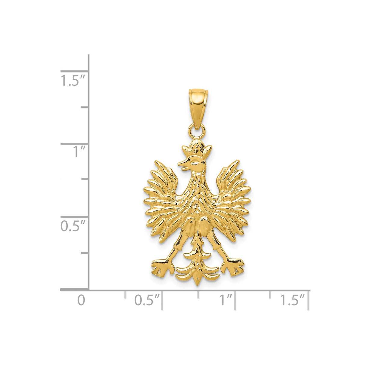 14k Yellow Gold Eagle Pendant, Polish Stylized National Emblem, Mens Cultural Heritage Charm
