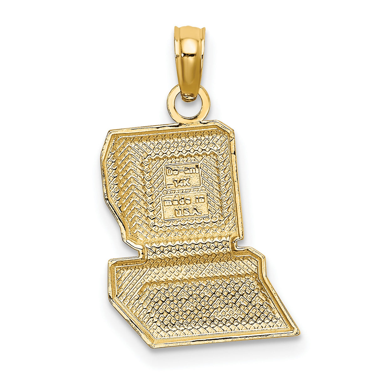 14k Yellow Gold Computer Pendant with Keyboard Detail, Tech Charm for Programmers and Engineers