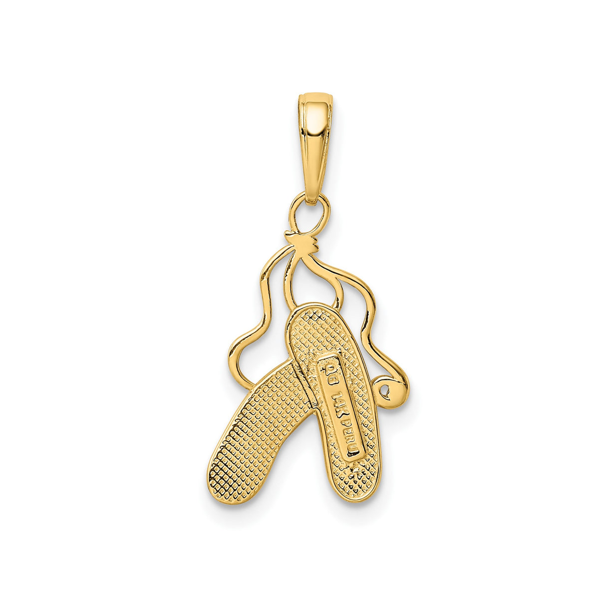 14k Yellow Gold Ballet Slippers Pendant with Pink Enamel, Dance Charm for Women