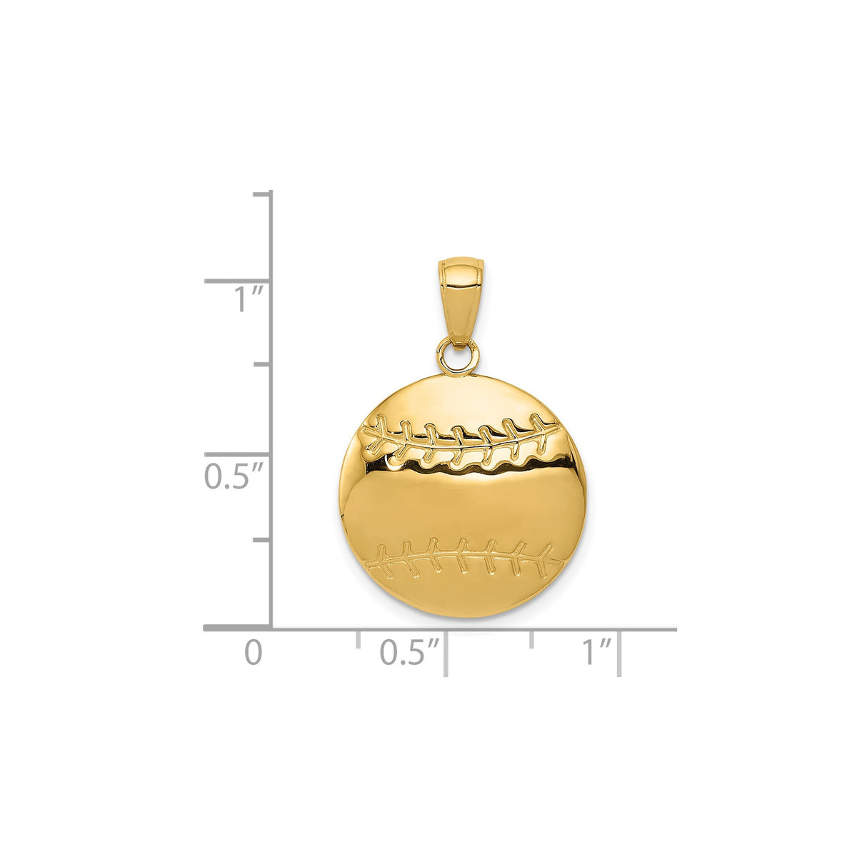 14k Yellow Gold Baseball Pendant with Authentic Stitch Design for Sports Fans