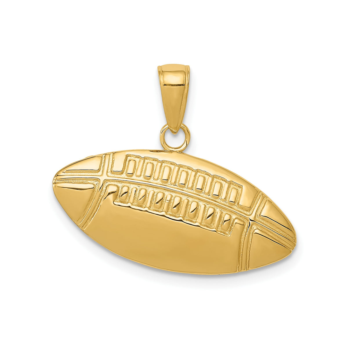 14k Yellow Gold Football Pendant, Textured American Football Charm, Sports Jewelry for Men or Unisex