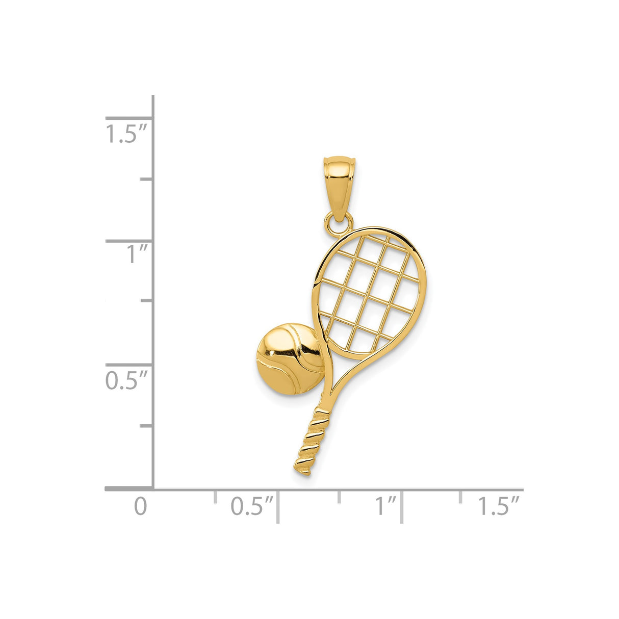 14k Yellow Gold Tennis Racket and Ball Pendant, Sports Charm for Women or Unisex
