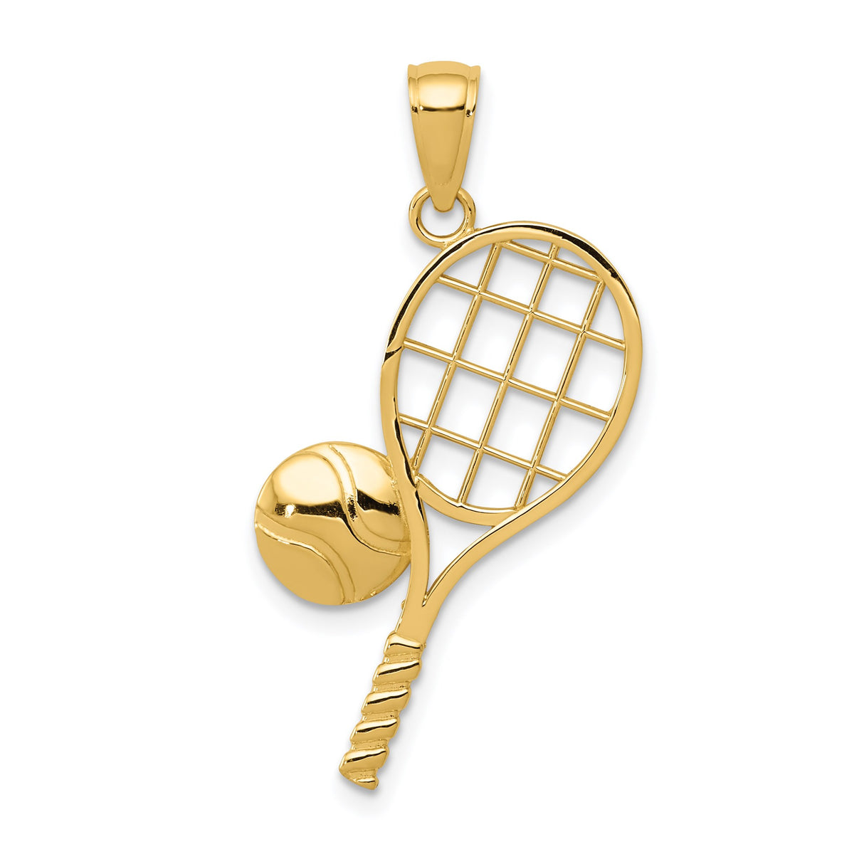 14k Yellow Gold Tennis Racket and Ball Pendant, Sports Charm for Women or Unisex
