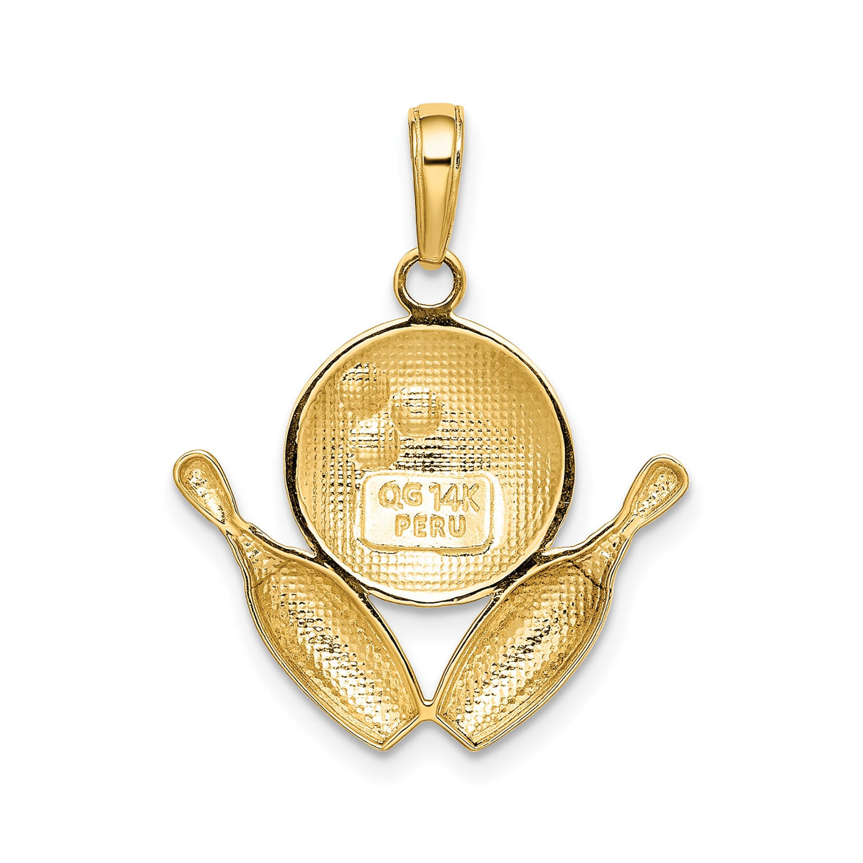 14k Yellow Gold Bowling Pendant with Ball and Pins Design, Sports Charm for Men and Women