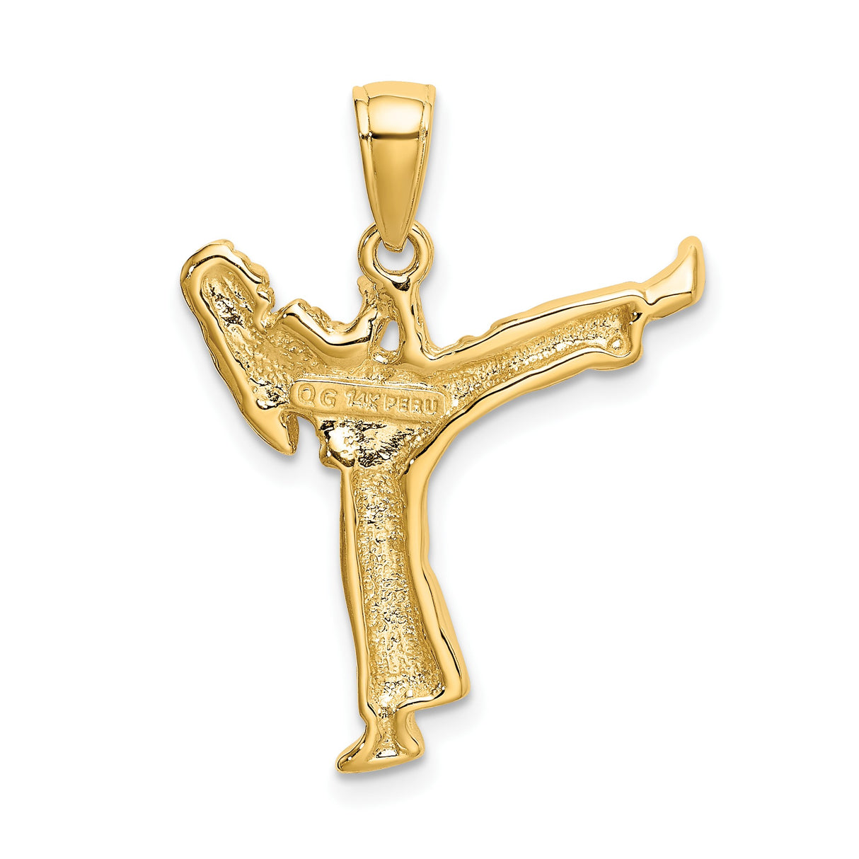 14k Yellow Gold Martial Artist Pendant, High Kick Karate Pose, Taekwondo Symbol, Unisex Charm