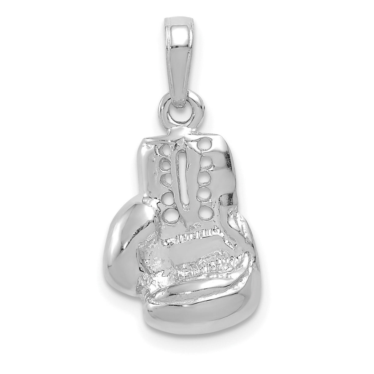 14k White Gold Boxing Pendant with Lace and Stitching Detail, Sports Charm for Men or Unisex