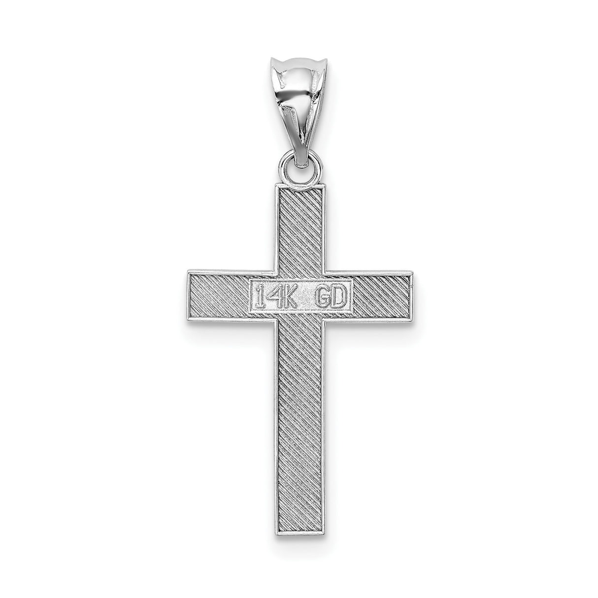 14k White Gold Cross Pendant, Latin Style Faith Charm for Men and Women