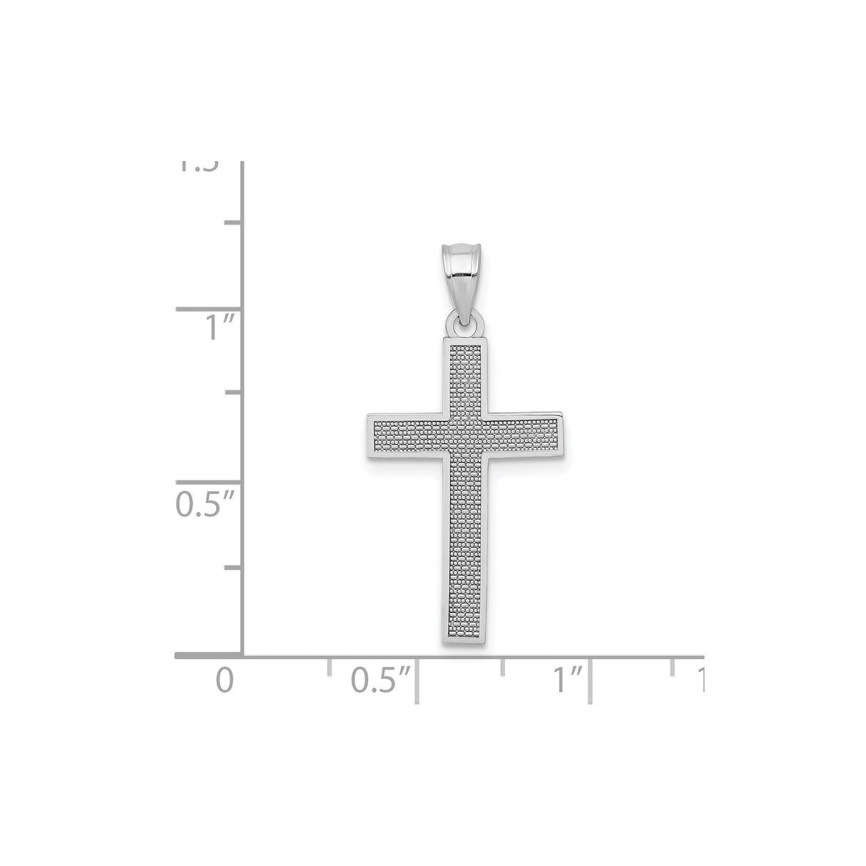14k White Gold Cross Pendant, Latin Style Faith Charm for Men and Women