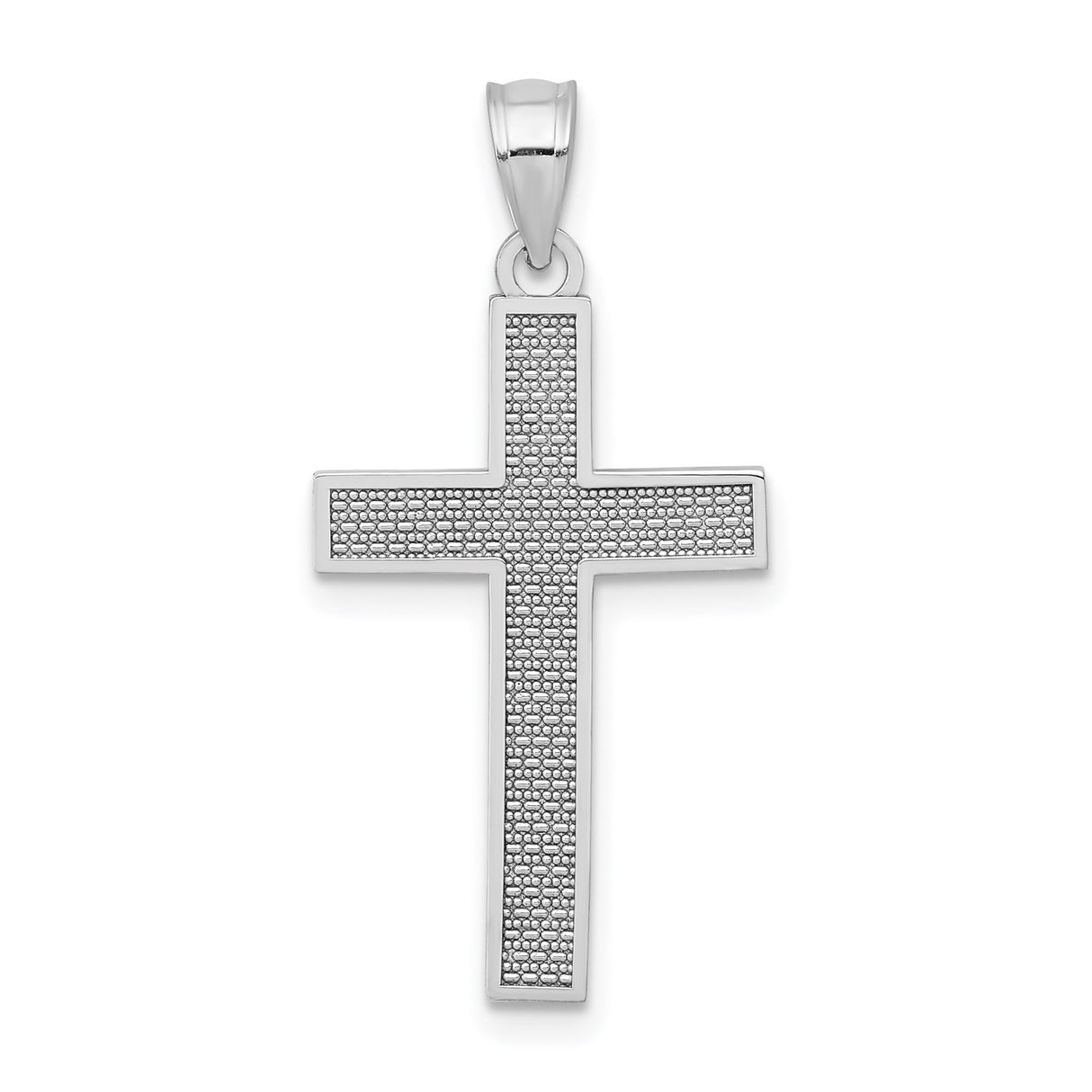 14k White Gold Cross Pendant, Latin Style Faith Charm for Men and Women