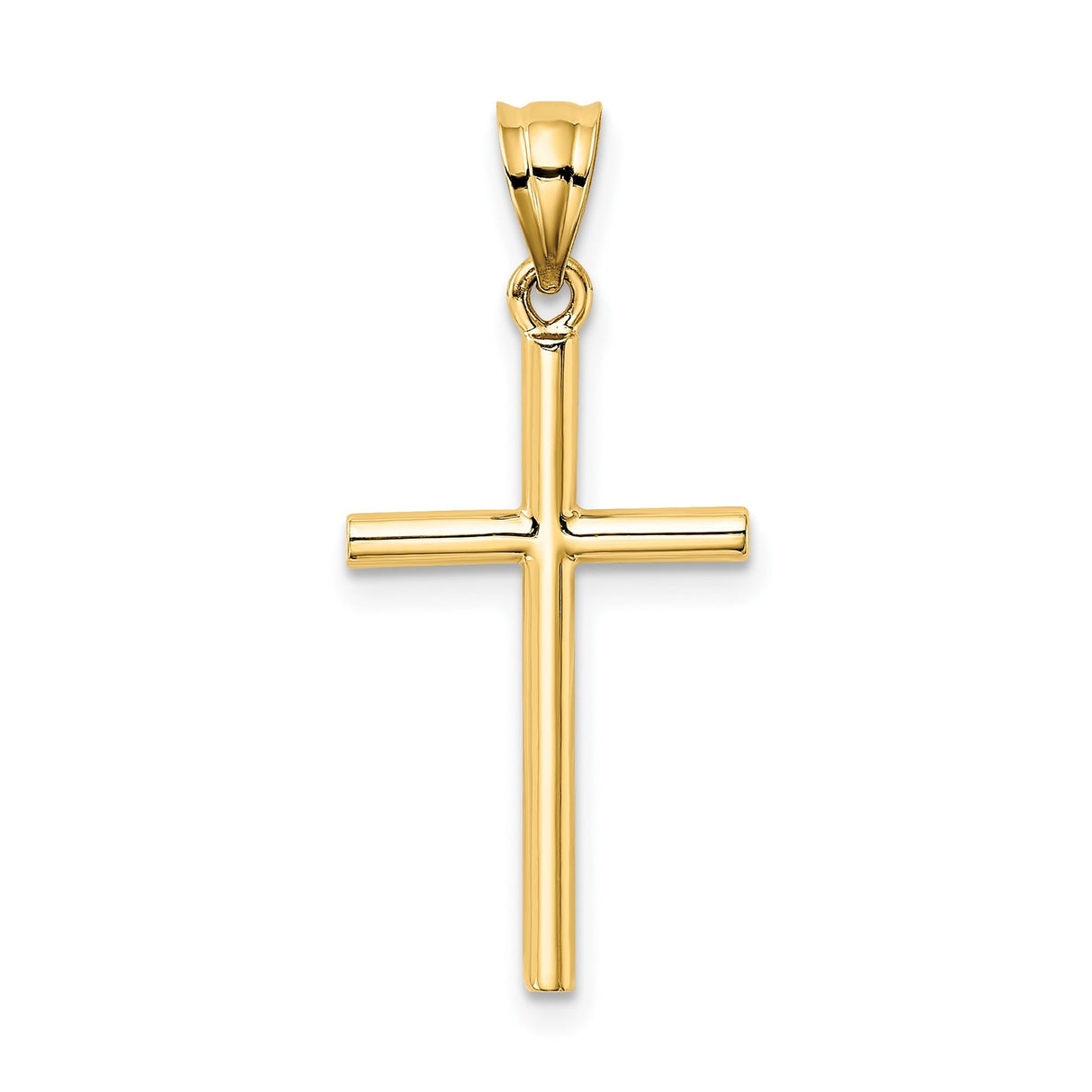 14k Yellow Gold Latin Cross Pendant with Polished Finish and Minimalist Design