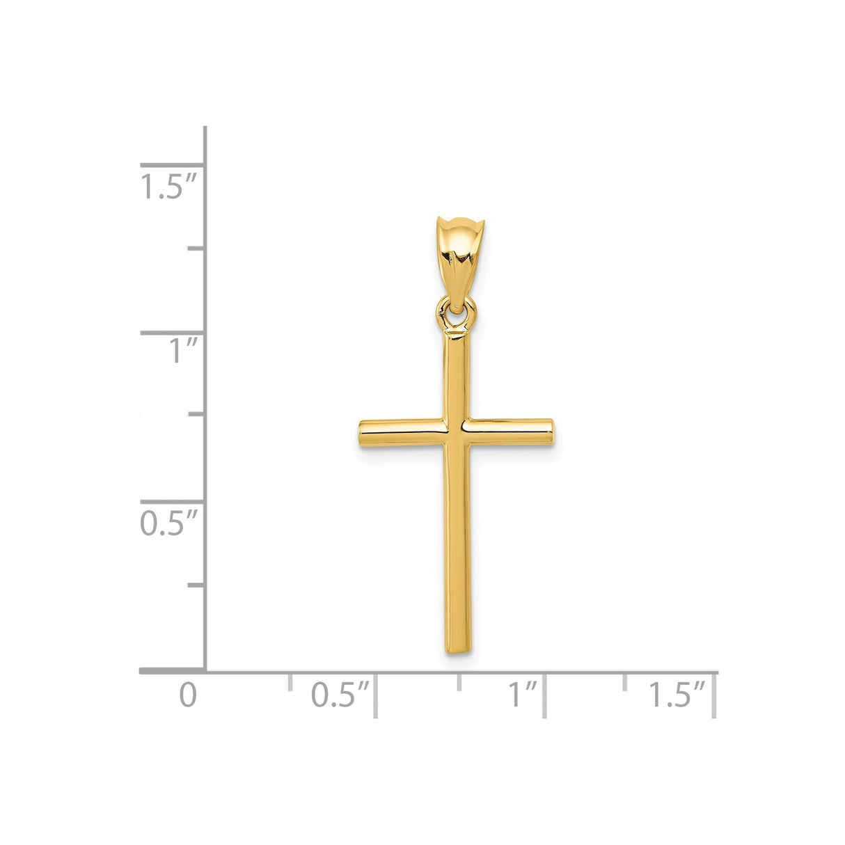 14k Yellow Gold Latin Cross Pendant with Polished Finish and Minimalist Design