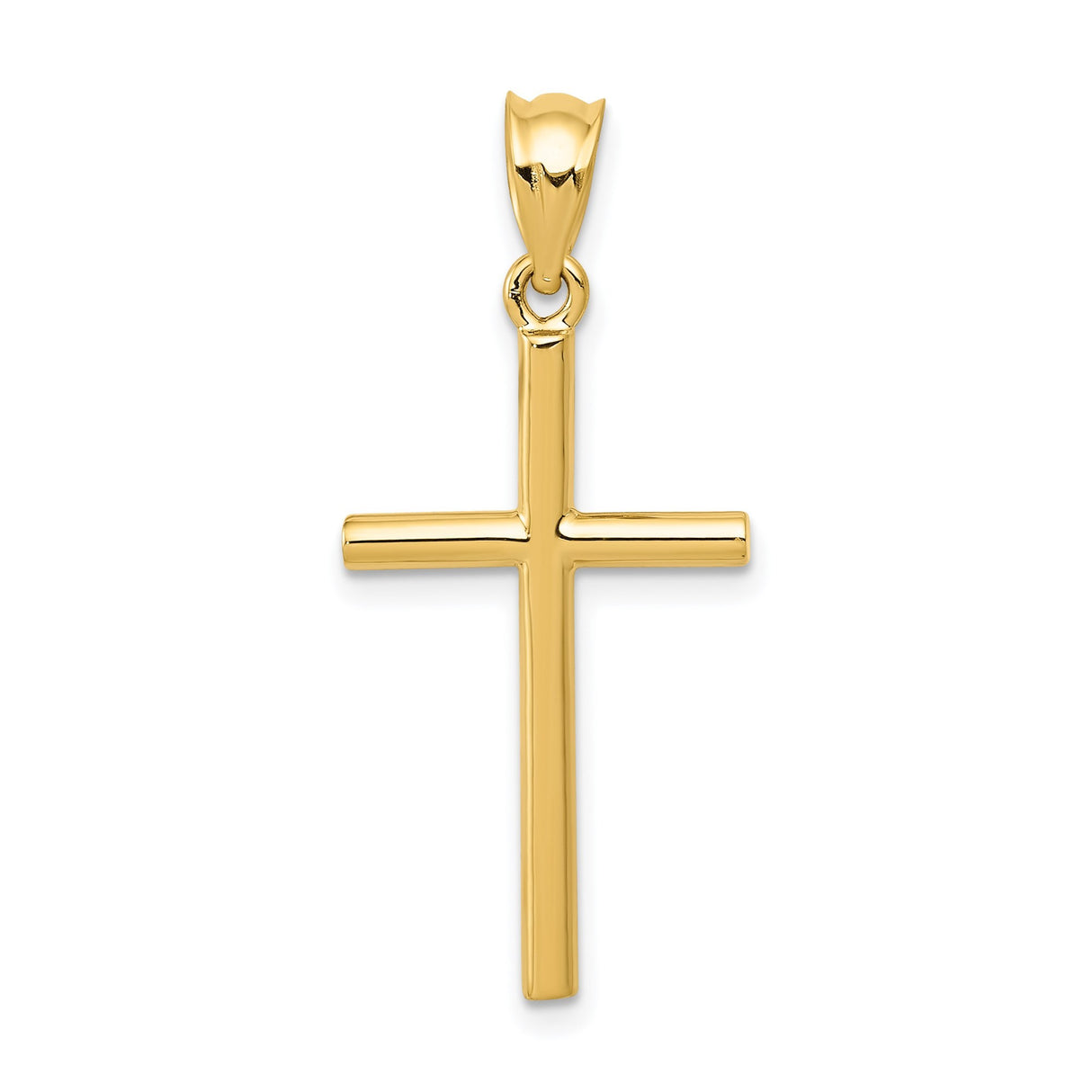 14k Yellow Gold Latin Cross Pendant with Polished Finish and Minimalist Design