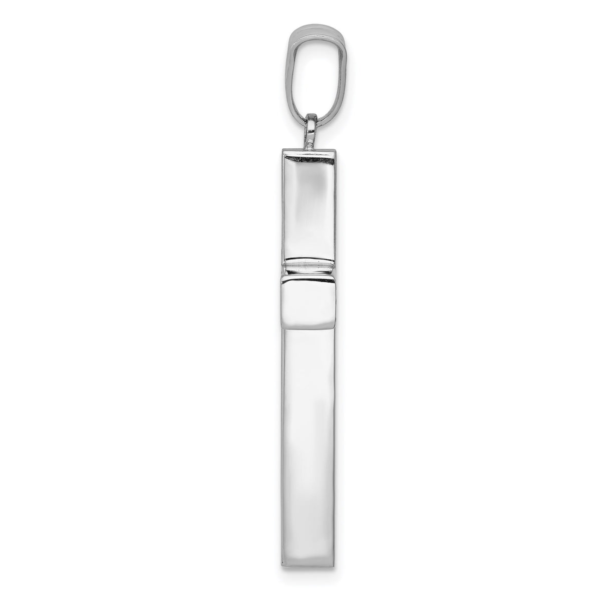 14k White Gold Latin Cross Pendant, Beveled Minimalist Design with Mirror Finish