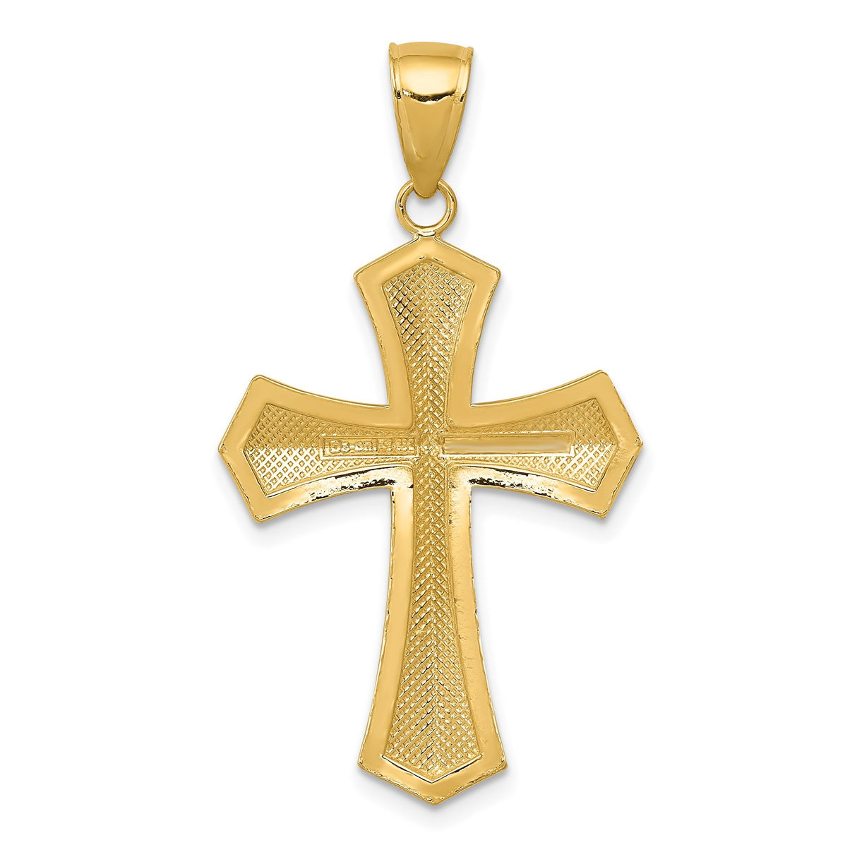 14k Yellow Gold Cross Pendant with Polished Finish and Rope Border Design