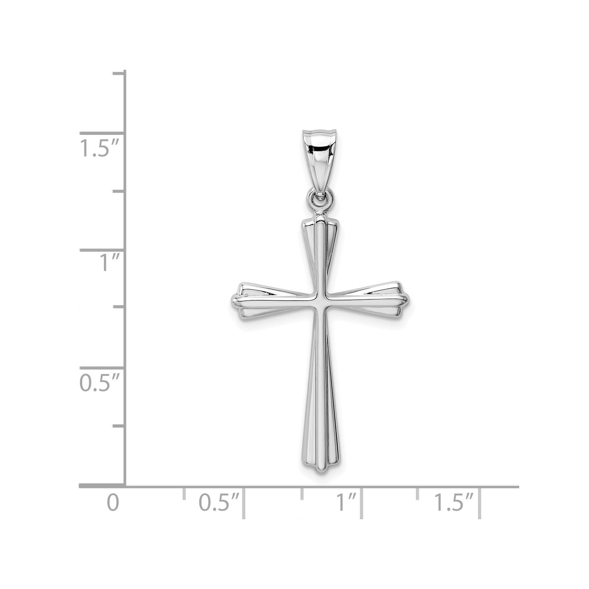 14k White Gold Cross Pendant with Budded Design and Sleek Mirror Finish