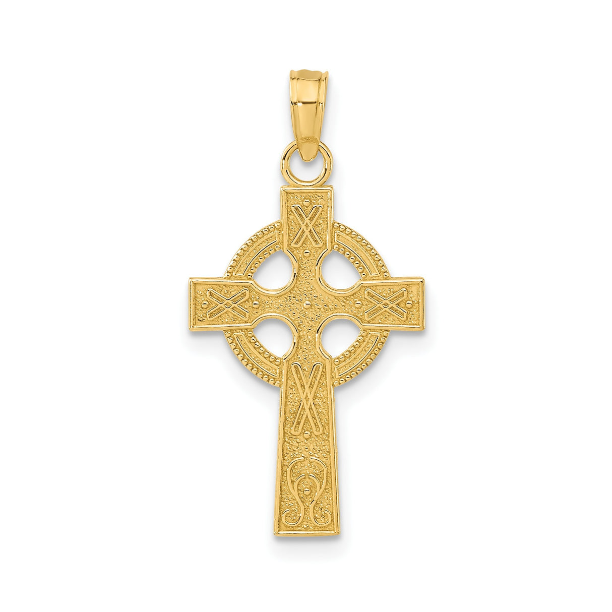 14k Yellow Gold Celtic Cross Pendant with Scrollwork, Faith-Inspired Irish Heritage Design