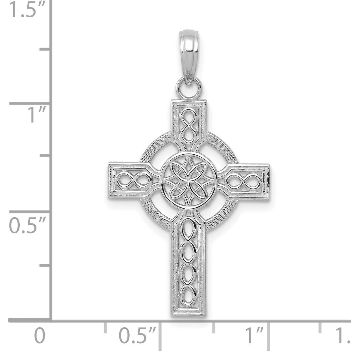 14k White Gold Cross Pendant with Celtic Knot Design for Men and Women