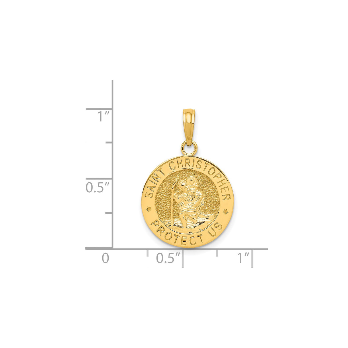 14k Yellow Gold Saint Christopher Medal Pendant with Matte Finish , Religious Travel Protection Jewelry