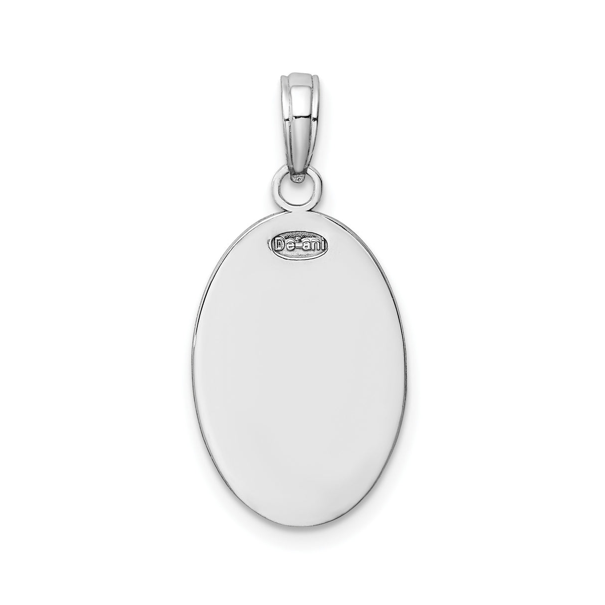 14k White Gold Saint Christopher Oval Pendant with Protective Travel Message