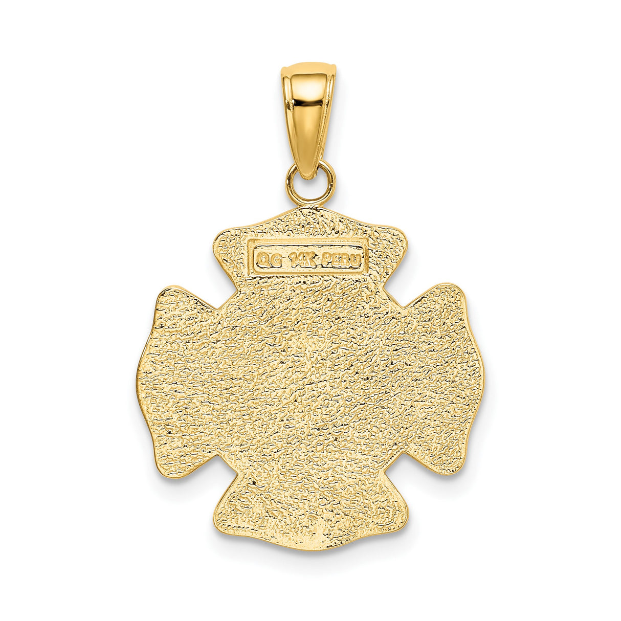 14k Two-Tone Gold Saint Florian Firefighter Pendant with Maltese Cross and Fireman Symbols