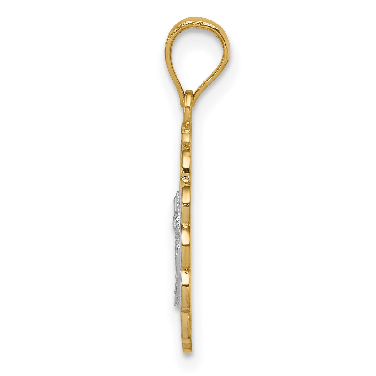 14k Two-Tone Gold Baptism Pendant with Dove and Baptism Scene, Mi Bautizo Religious Medal